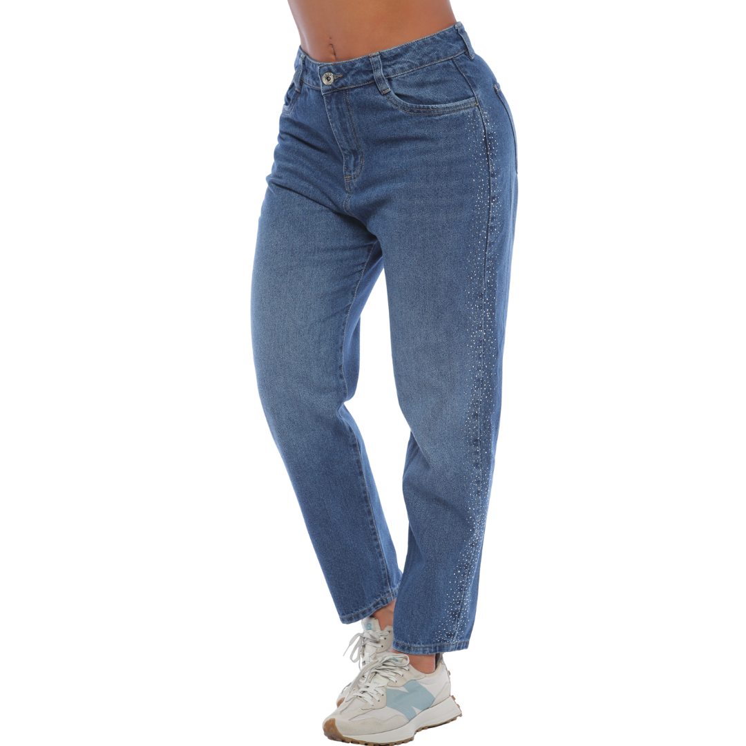 Jeans Mom Wrangler Para Mujer - Corte Retro, Tiro Alto, Tela Denim Elástica