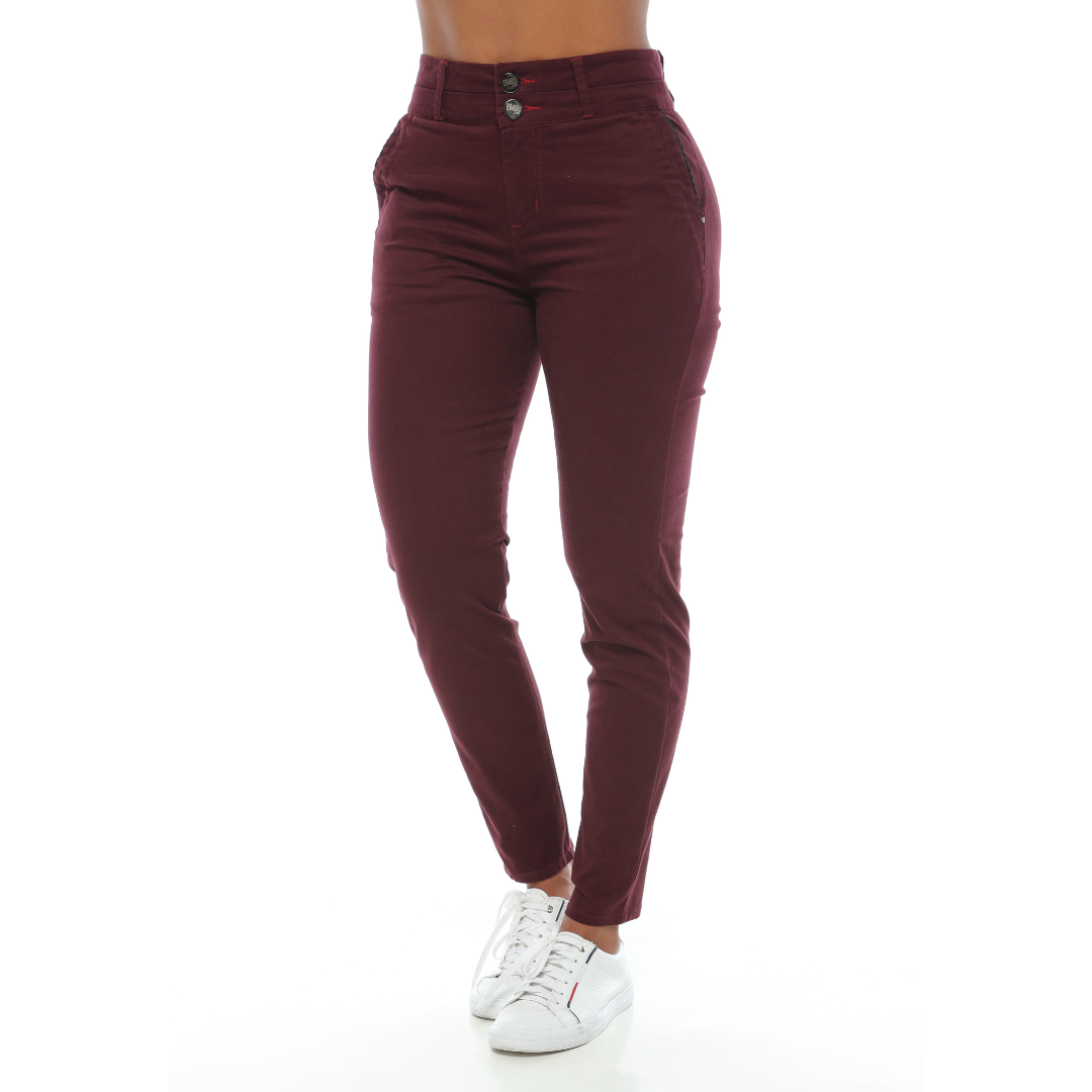 Pantalón drill skinny vino - Ref:10526