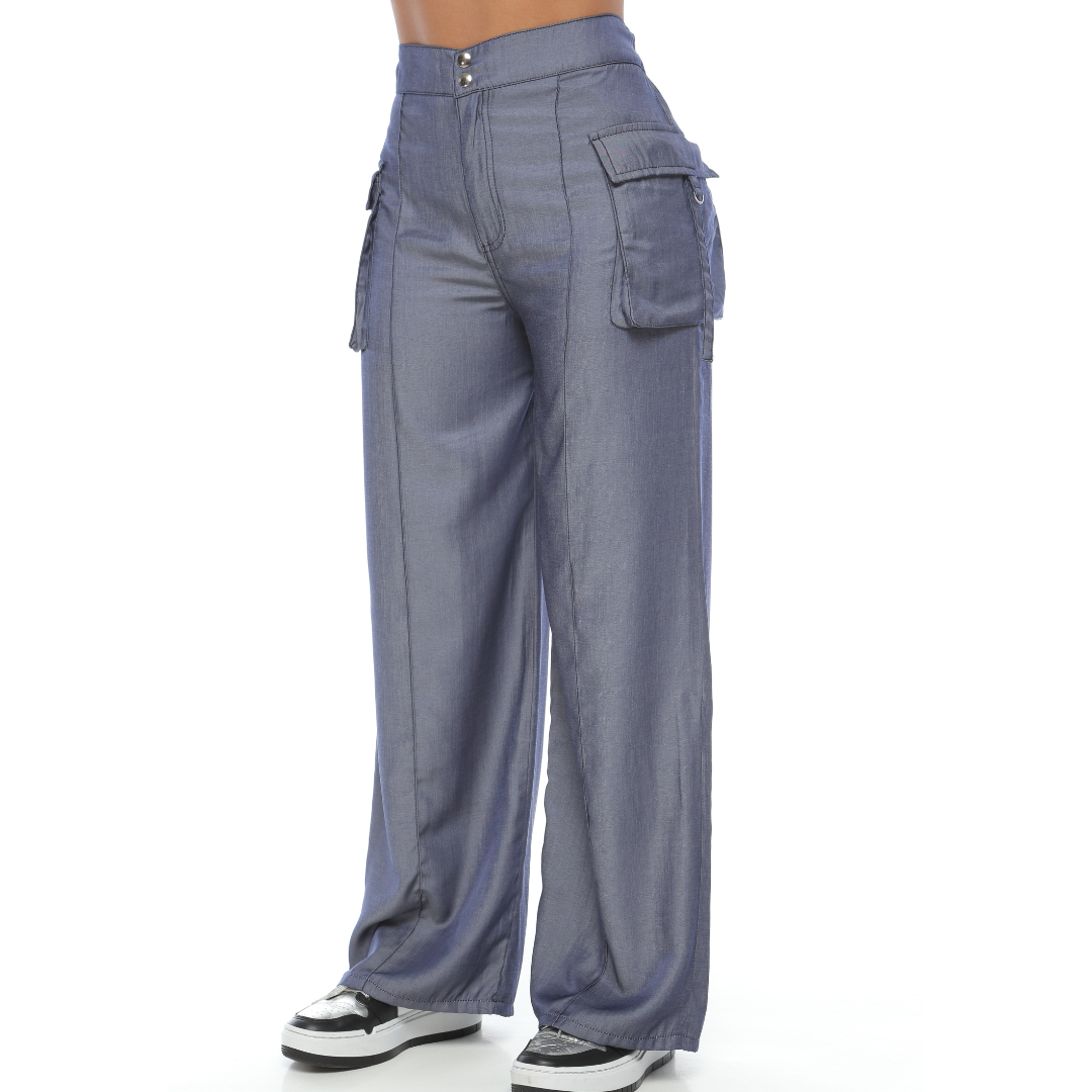 Pantalón cargo relax azul - Ref:10481