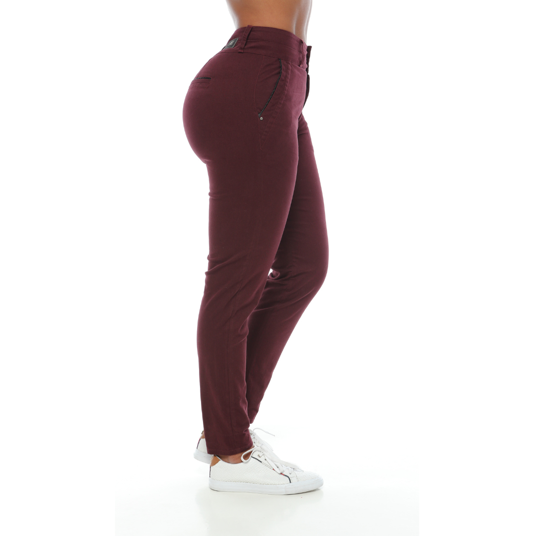 Pantalón drill skinny vino - Ref:10526