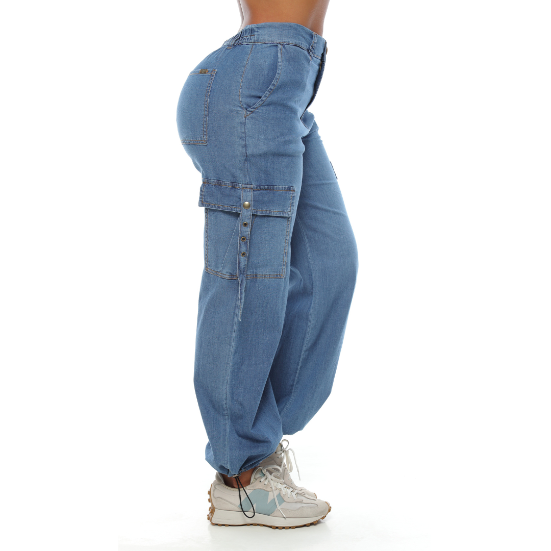 Pantalón cargo en índigo - Ref:10512