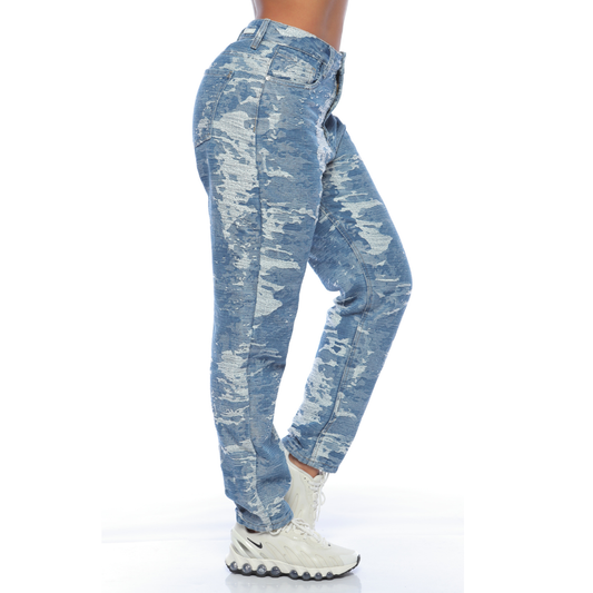Jean mom fit tejido jacquard - Ref:10953