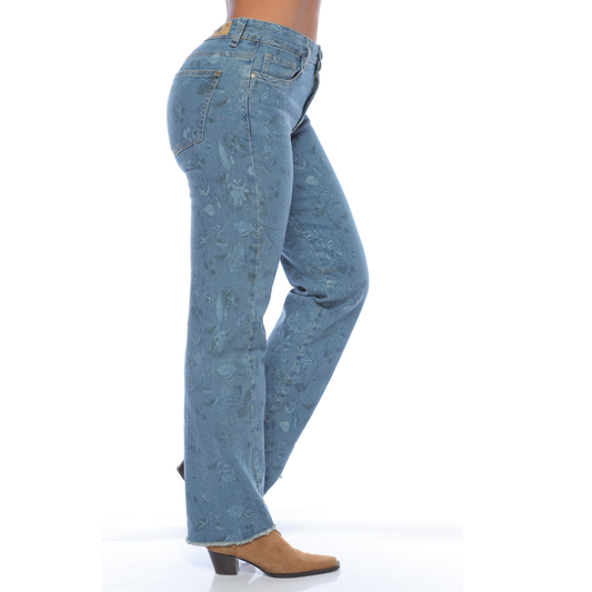 Jean mom recto estampado - Ref:10930