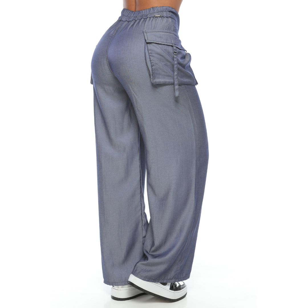 Pantalón cargo relax azul - Ref:10481