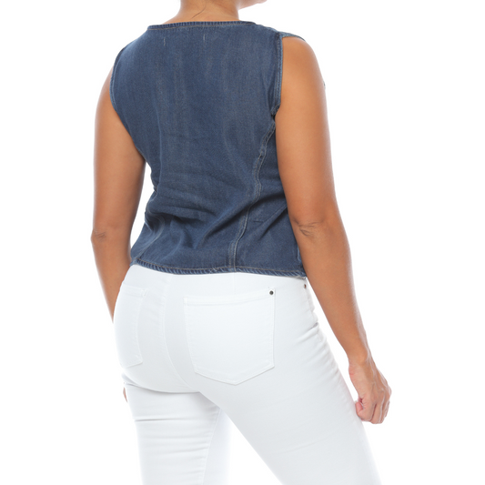 Chaleco en tencel tono oscuro - Ref:20084