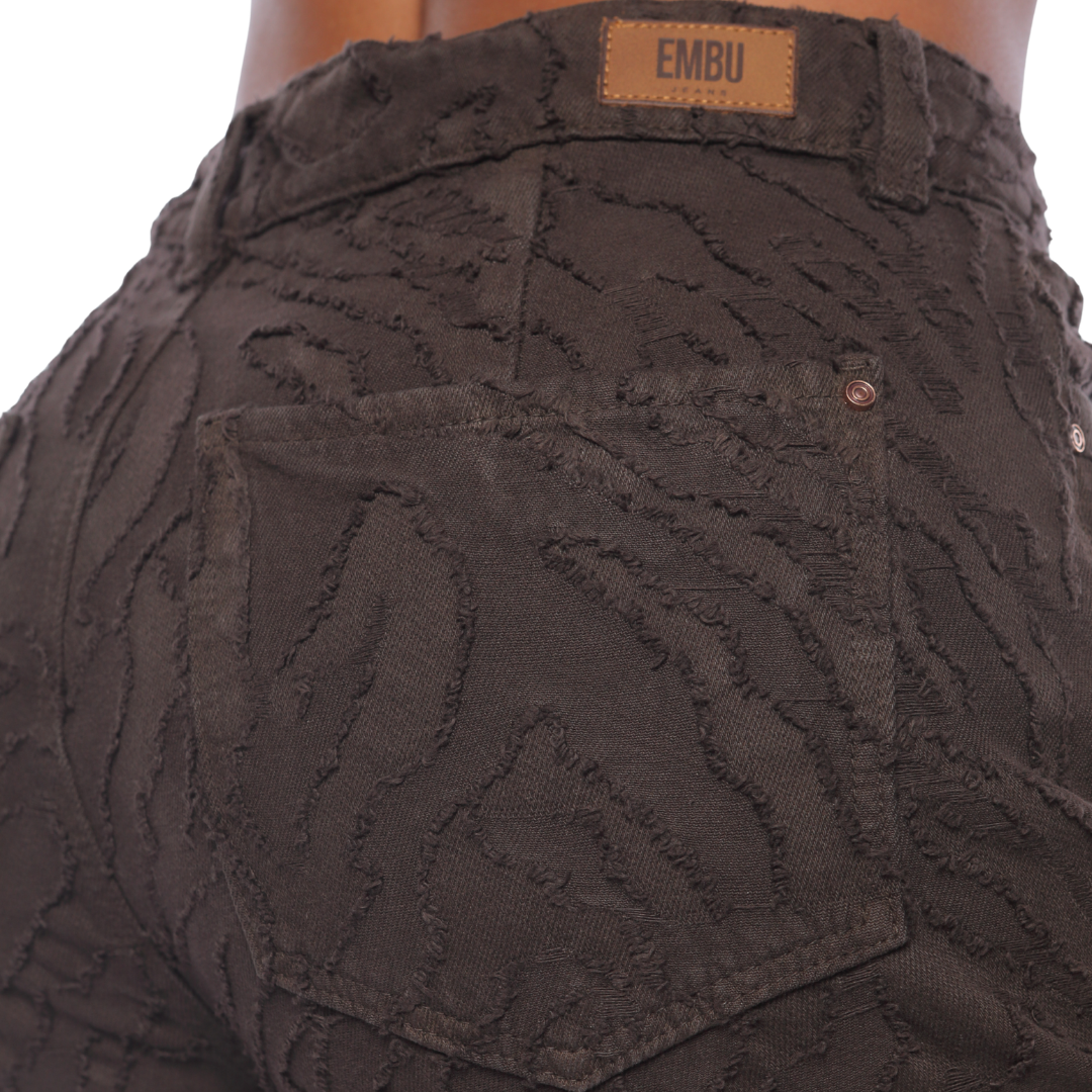 Mom fit con textura café - Ref:10929