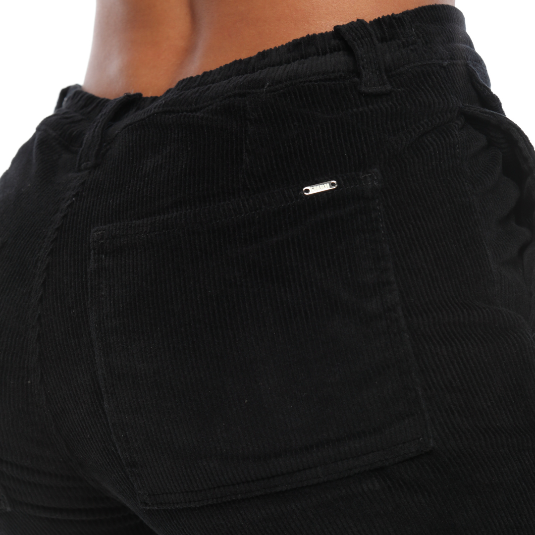 Corduroy negro en bota recta - Ref:10513
