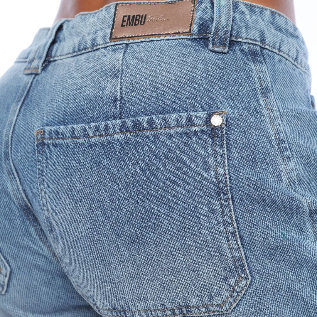 Jean barrel en denim claro - Ref:10928