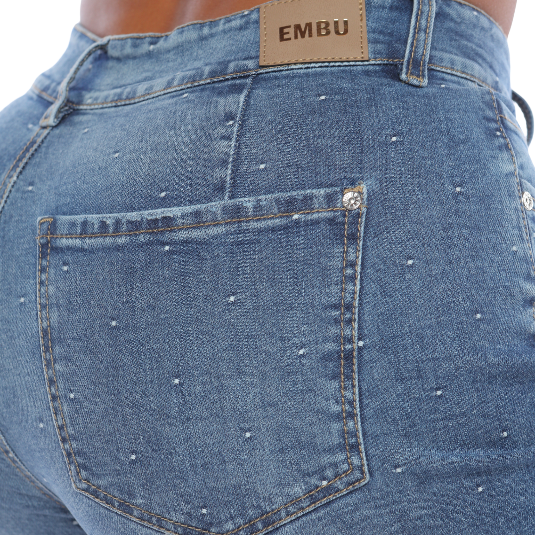 Jean mom recto con detalles - Ref:10910