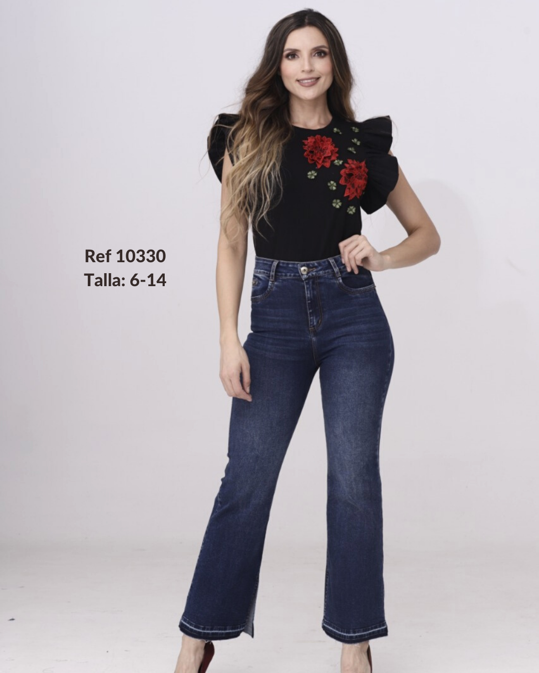 Jeans culotte con abertura en bota