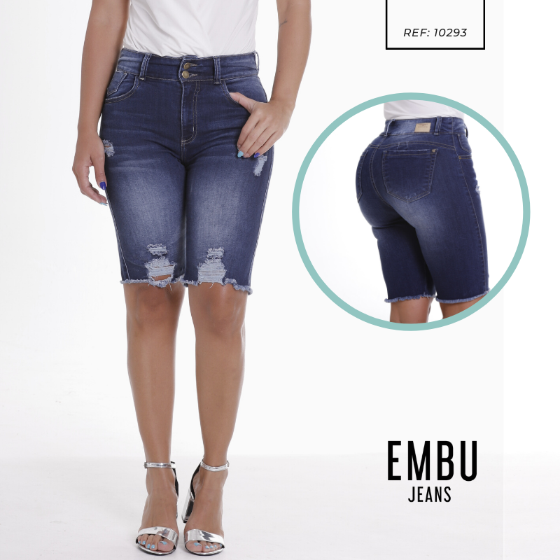 Bermuda en denim tono oscuro - Ref:10293
