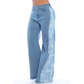 Jean mom flare estampado print floral - Ref:10811