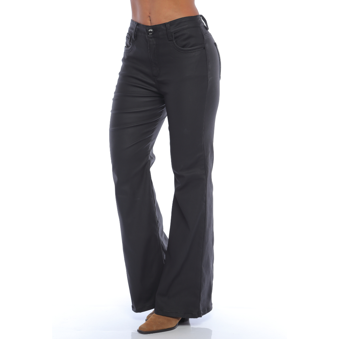 Bota flare en efecto cuero - Ref:10937
