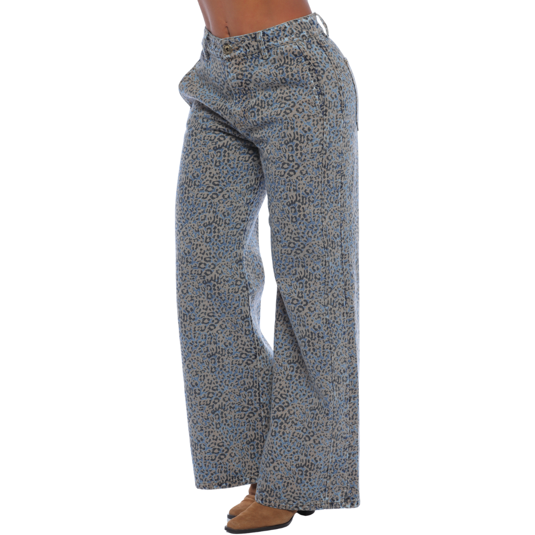 Jean animal print mom flare - Ref:10804