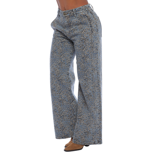 Jean animal print mom flare - Ref:10804