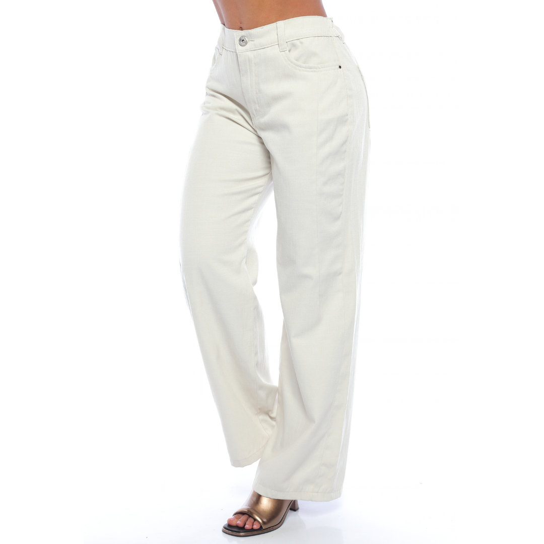 Pantalón wide leg ivory - Ref:10997
