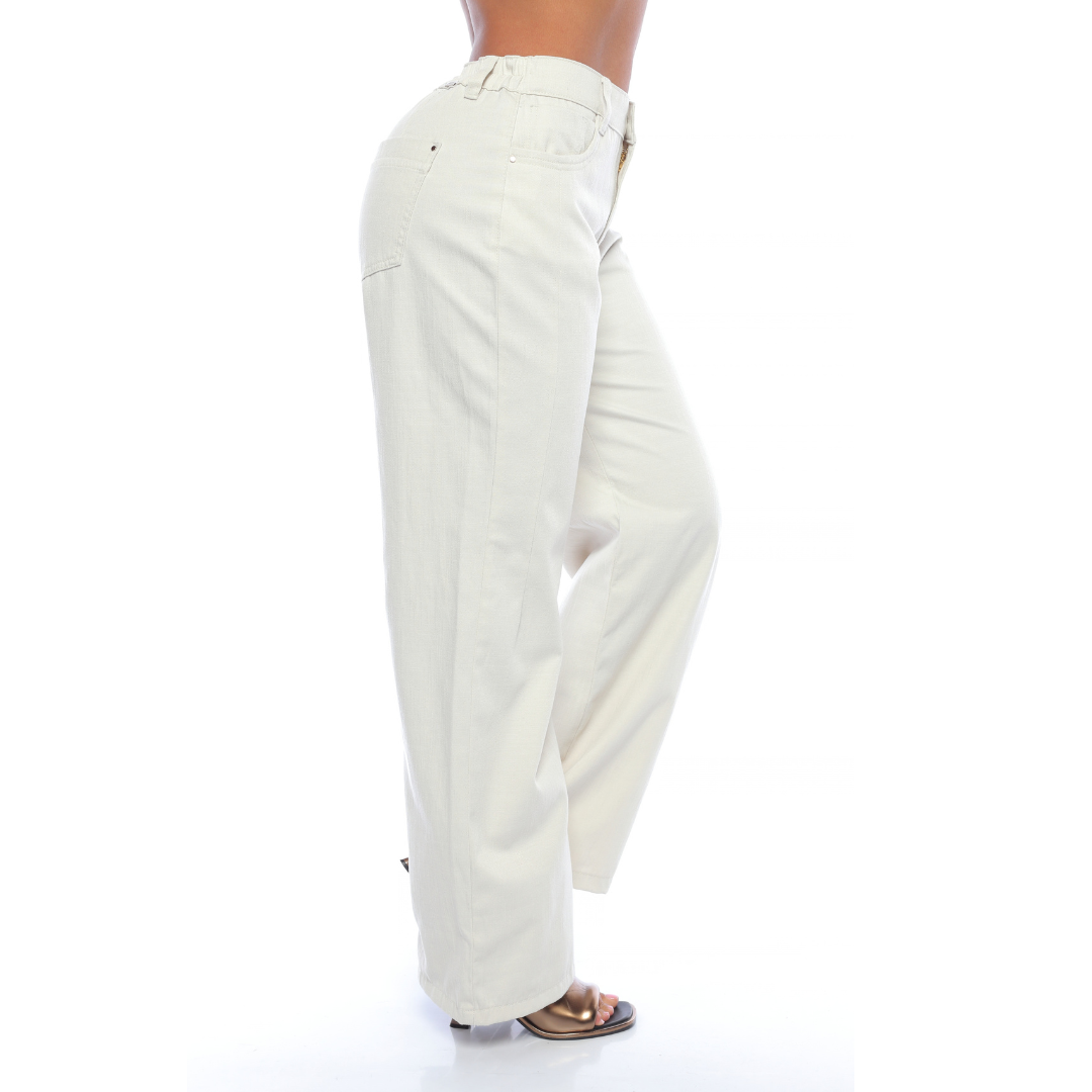 Pantalón wide leg ivory - Ref:10997