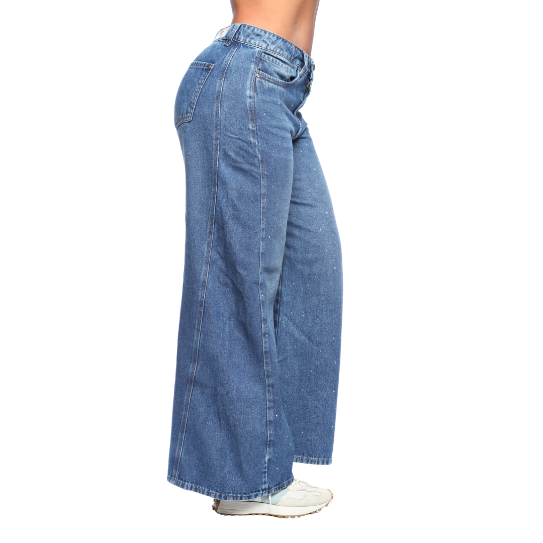 Jean mom flare con apliques - Ref:10797