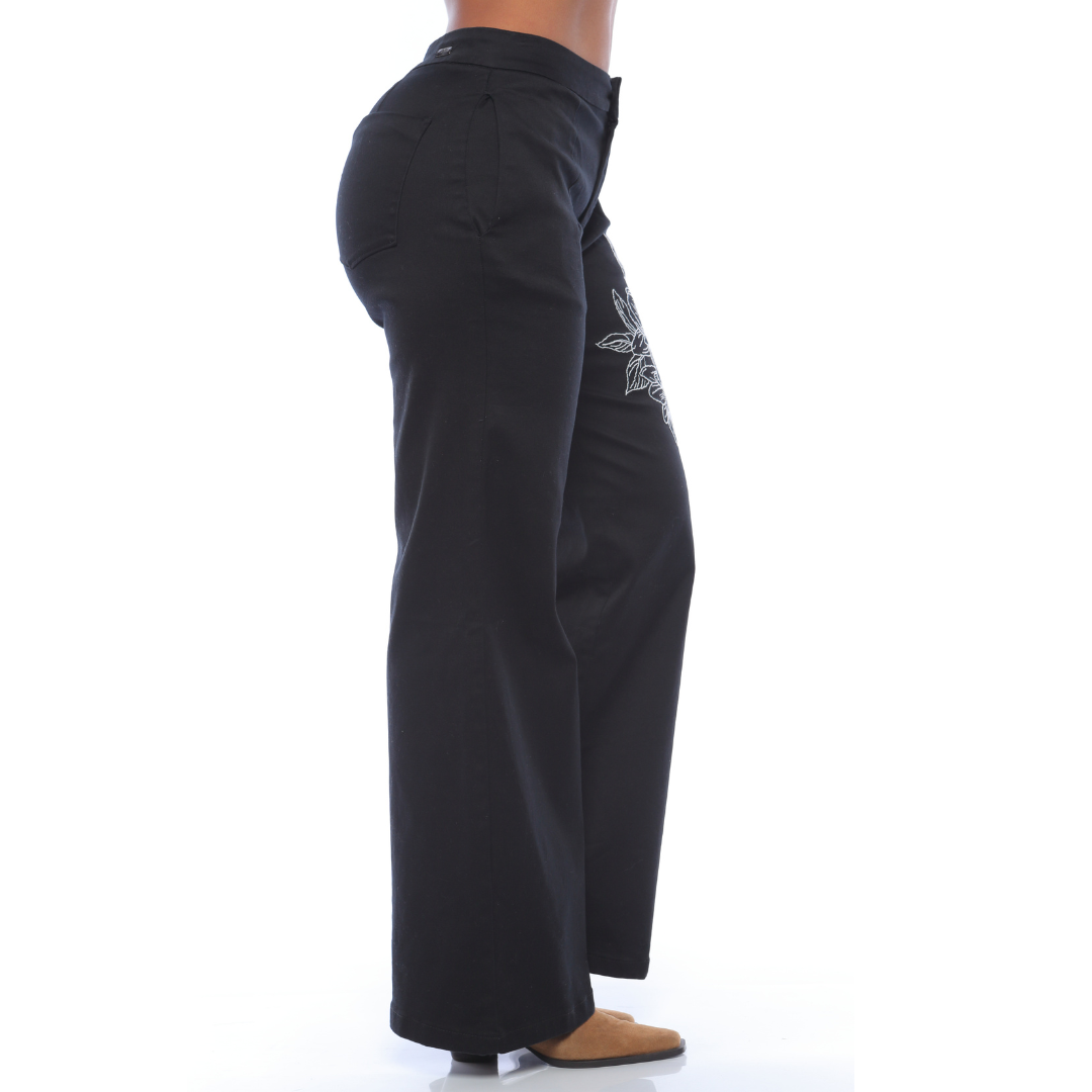 Pantalón mom recto bordado - Ref:10948