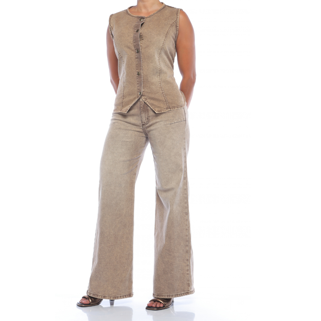 Pantalón wide leg café - Ref:11021