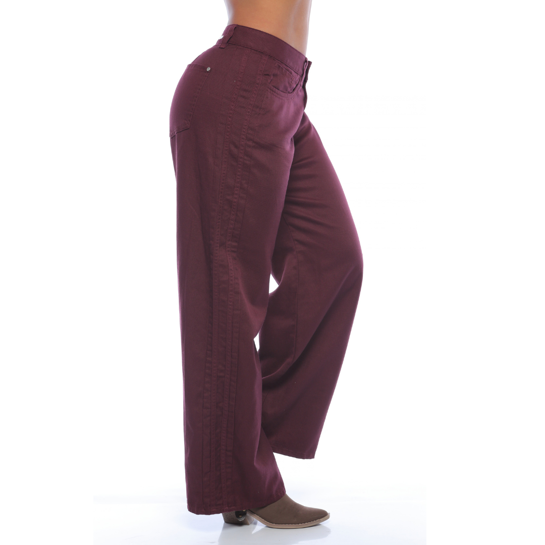 Wide leg en tencel vino - Ref:10979