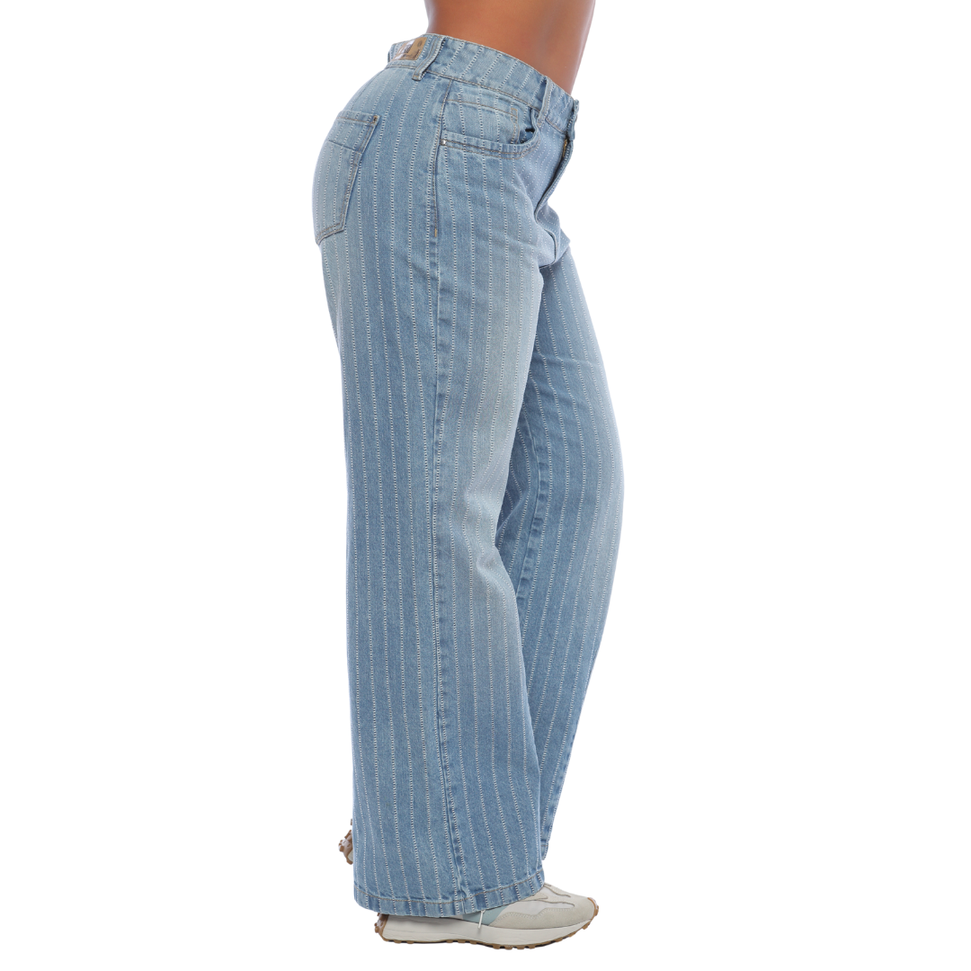 Jean mom flare con tejido - Ref:10854