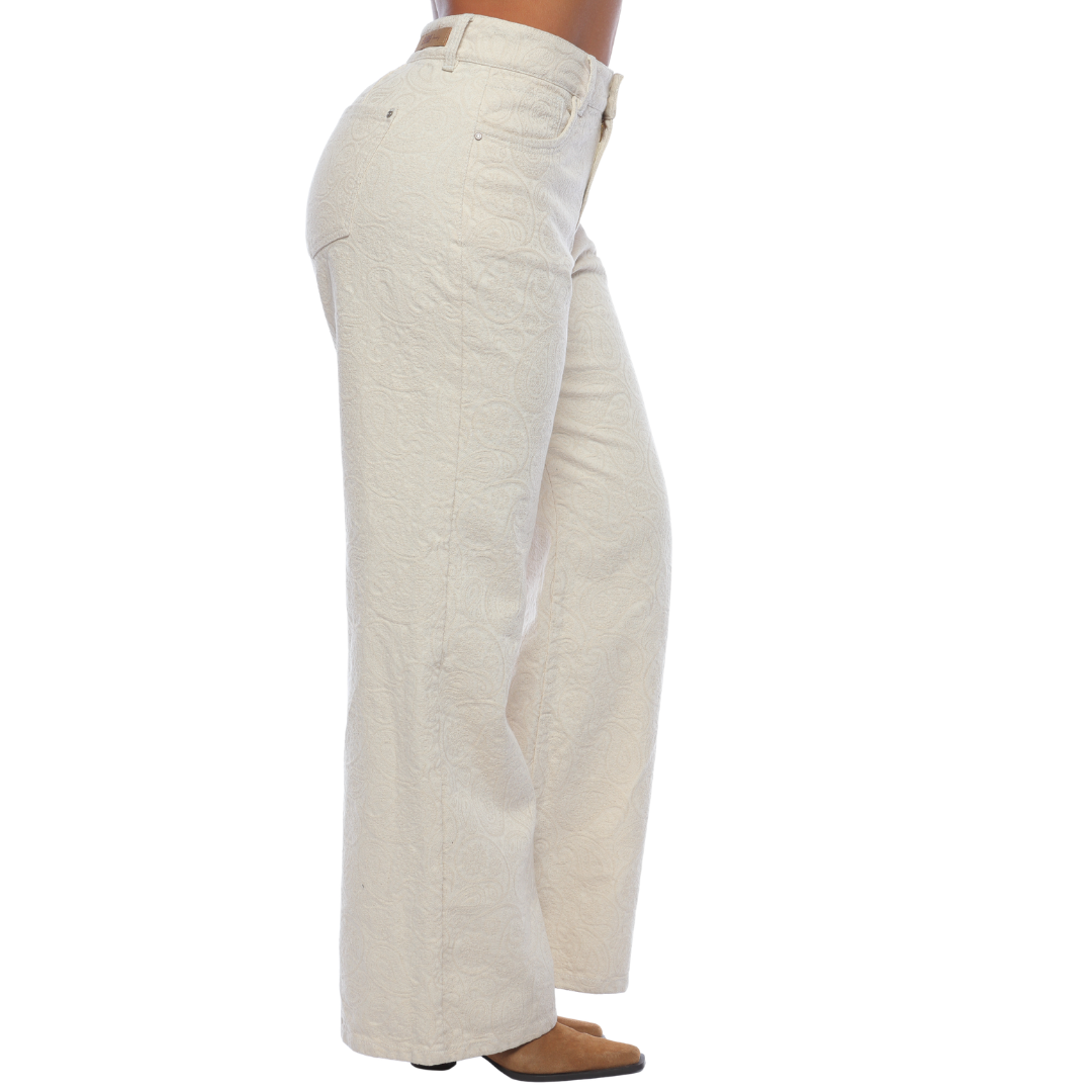 Pantalón mom flare marfil - Ref:10896
