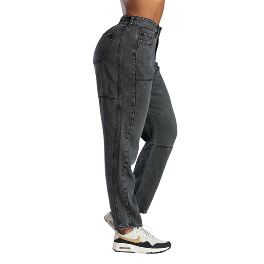 Pantalón barrel negro - Ref:10775