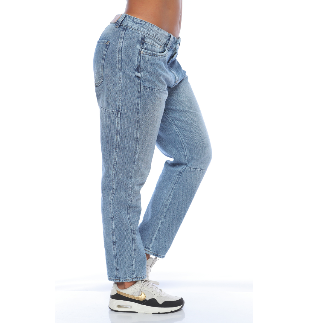 Jean barrel en denim claro - Ref:10928