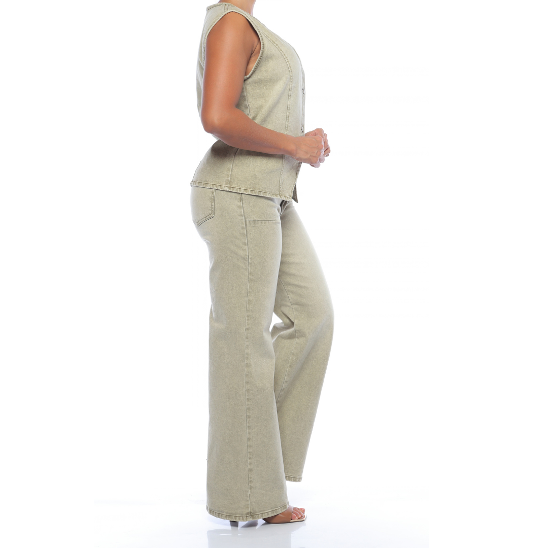 Chaleco en denim verde - Ref:20095