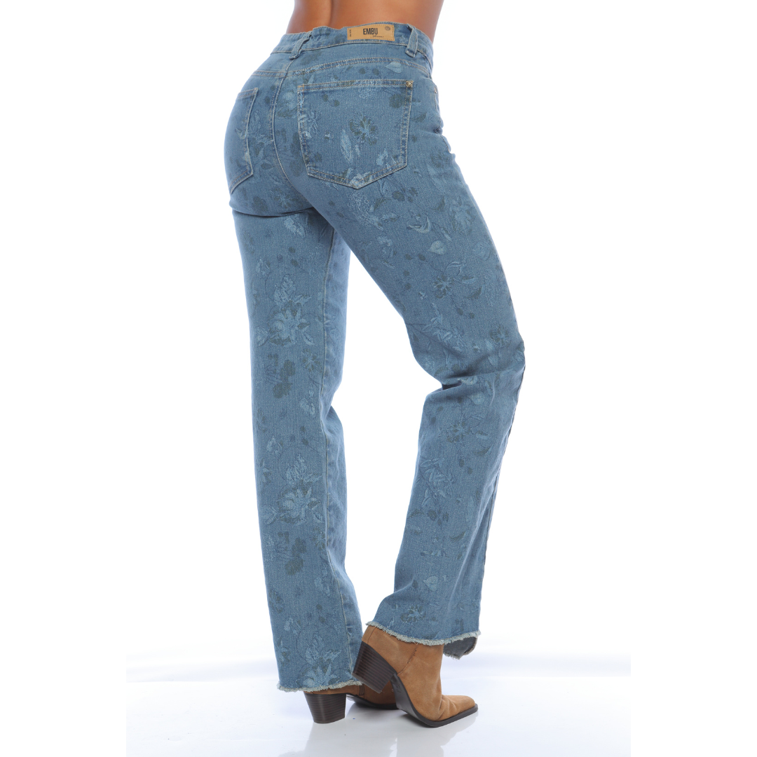 Jean mom recto estampado - Ref:10930