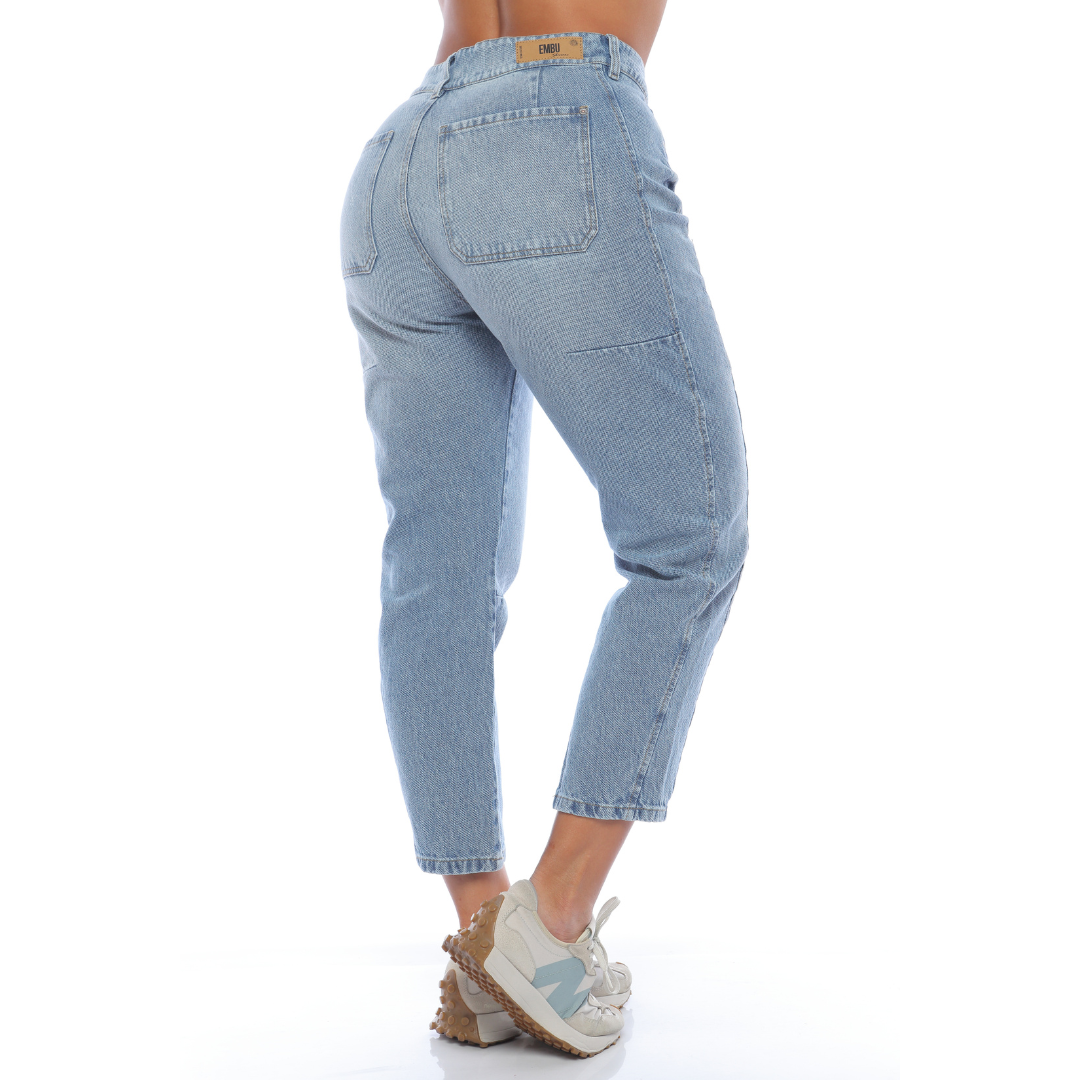 Jean barrel en denim claro - Ref:10928