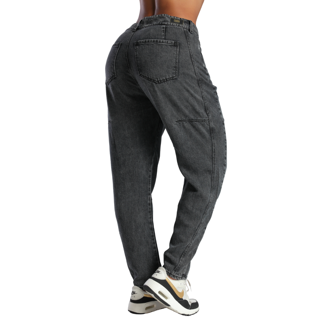 Pantalón barrel negro - Ref:10775