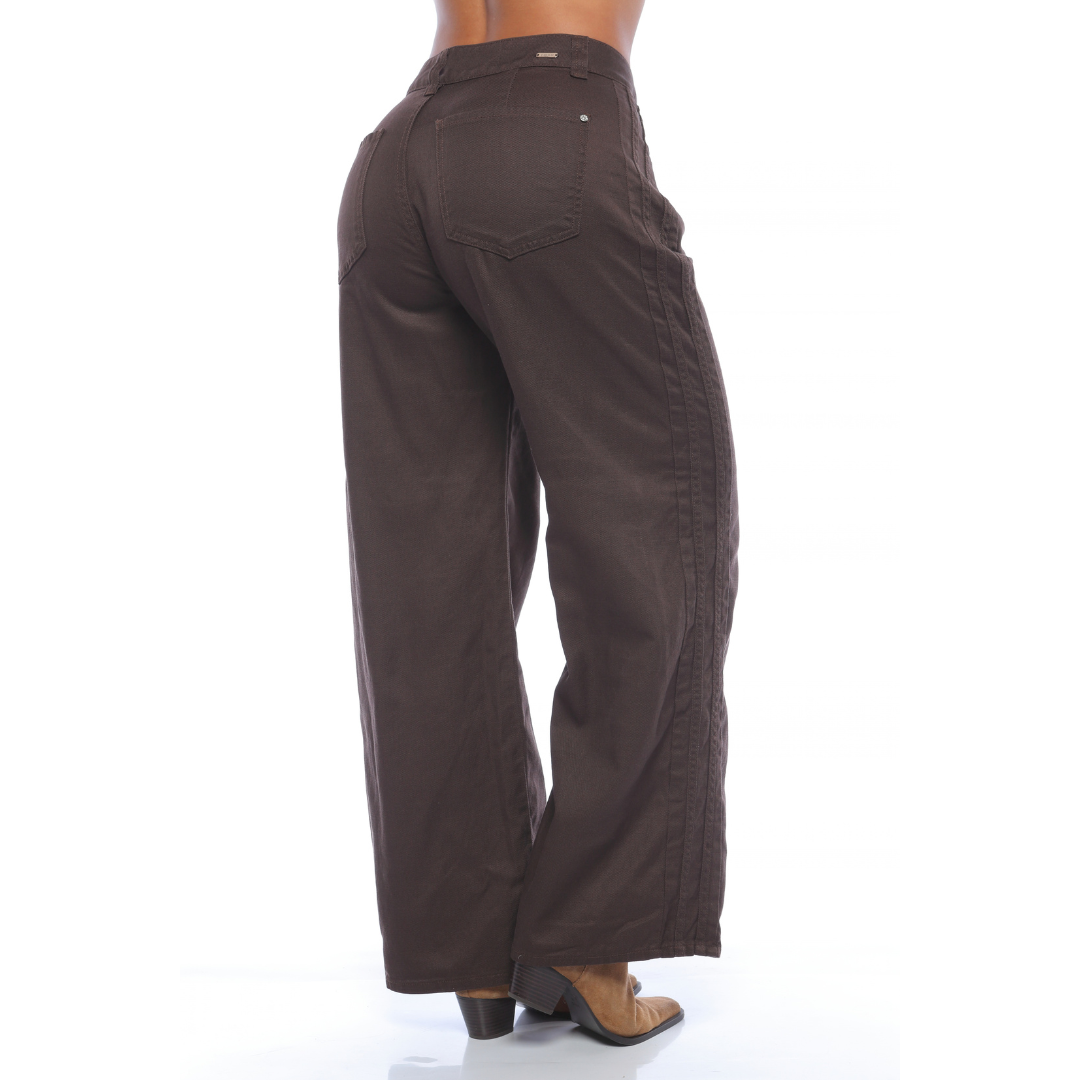 Wide leg en tencel chocolate - Ref:10979