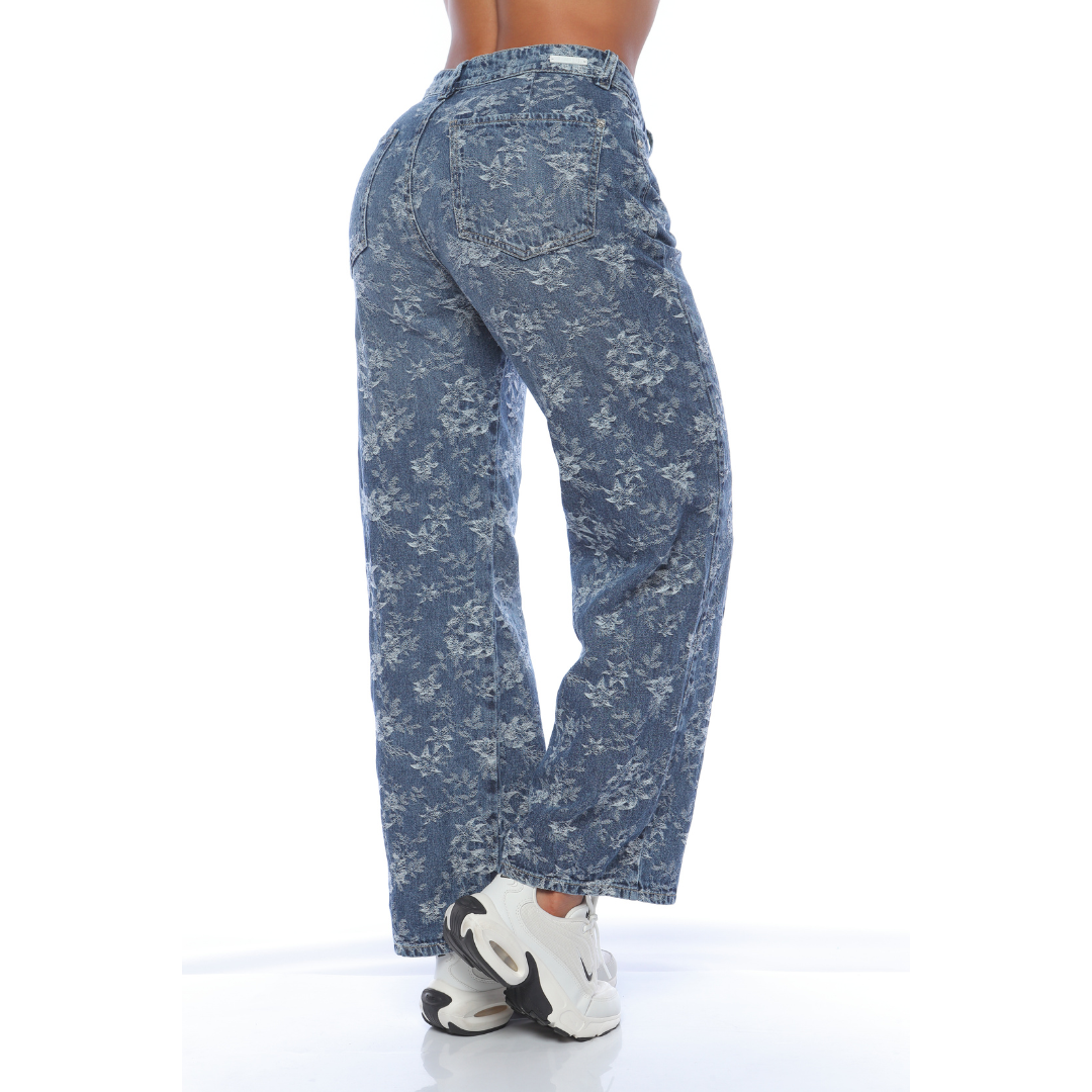 Jean wide leg tejido jacquard - Ref:10980
