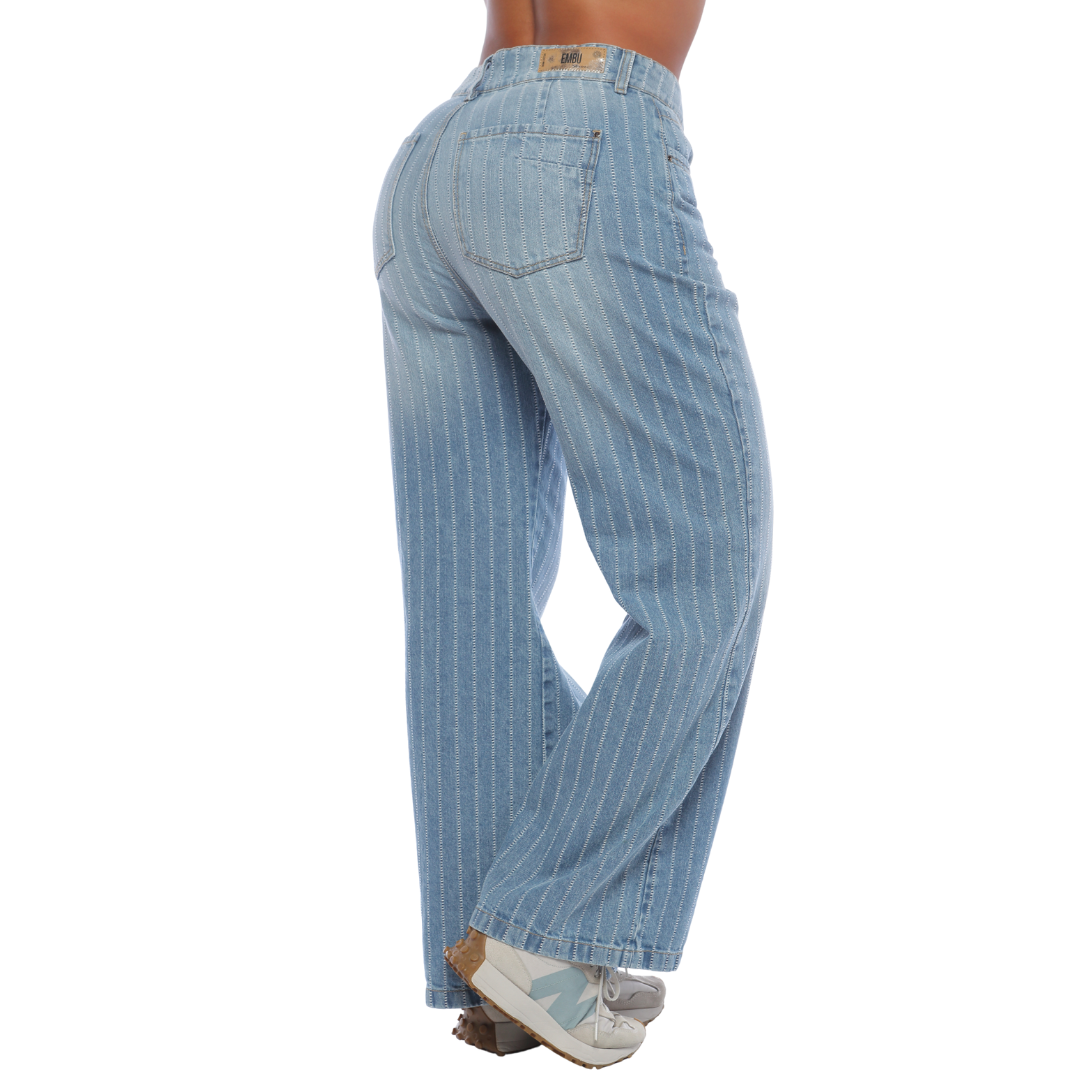 Jean mom flare con tejido - Ref:10854