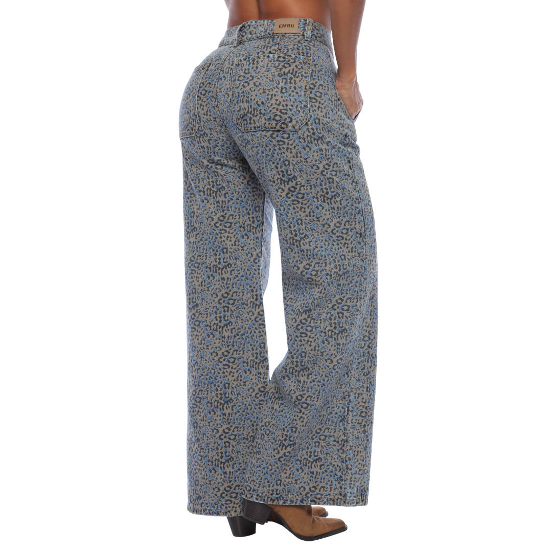 Jean animal print mom flare - Ref:10804