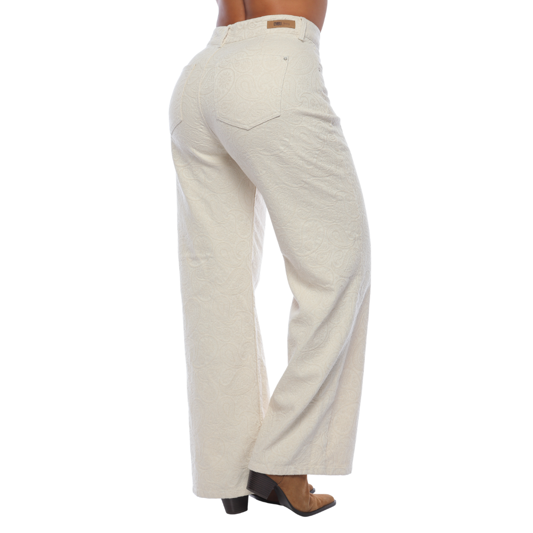 Pantalón mom flare marfil - Ref:10896