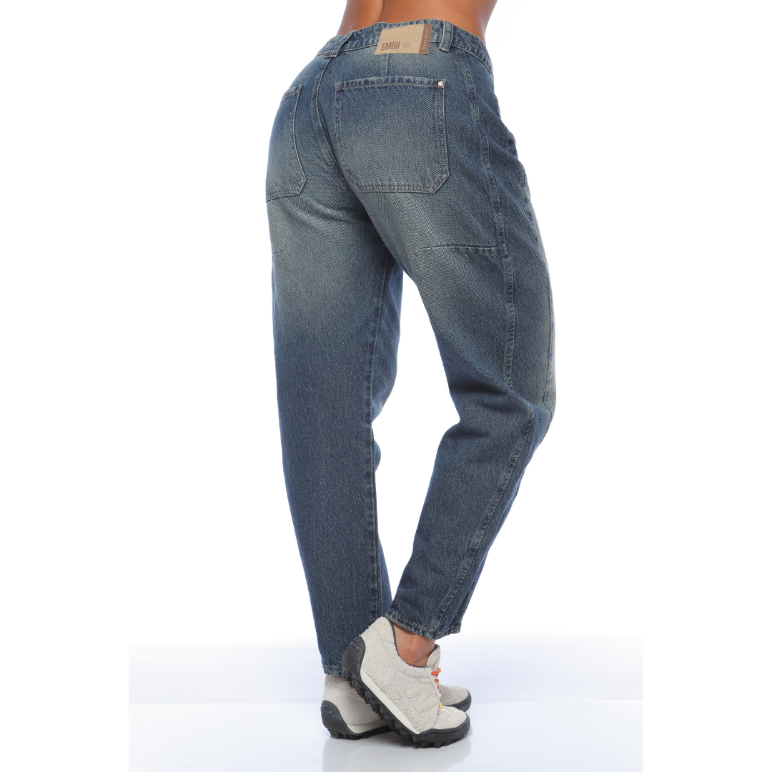 Jean barrel con proceso dirty - Ref:10983