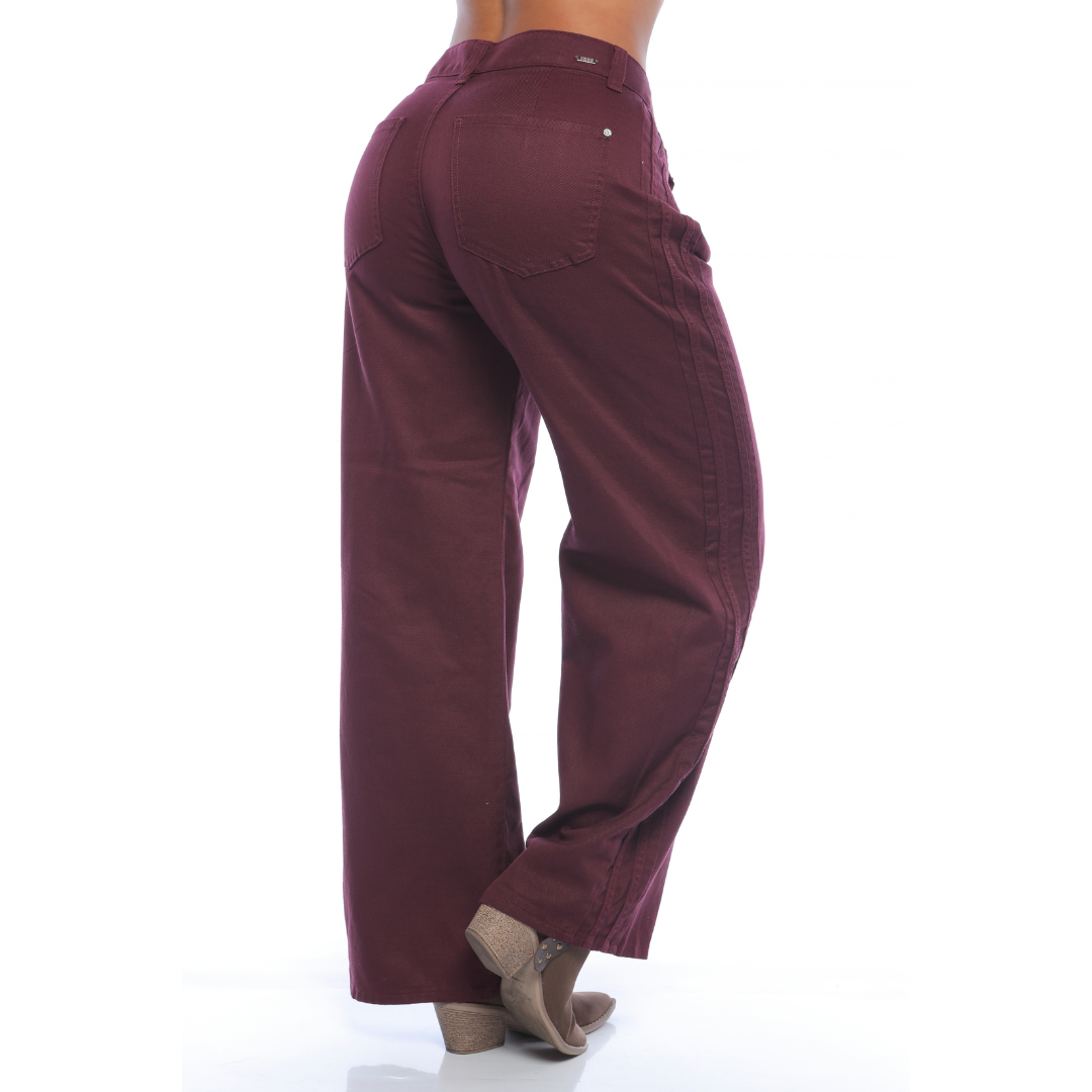 Wide leg en tencel vino - Ref:10979