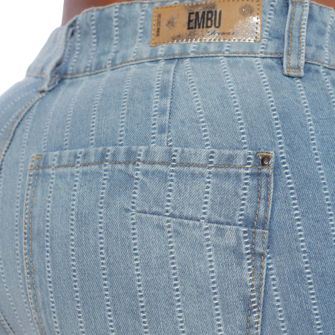 Jean mom flare con tejido - Ref:10854