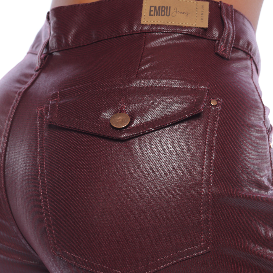 Wide leg en tencel encerado vino - Ref:10993