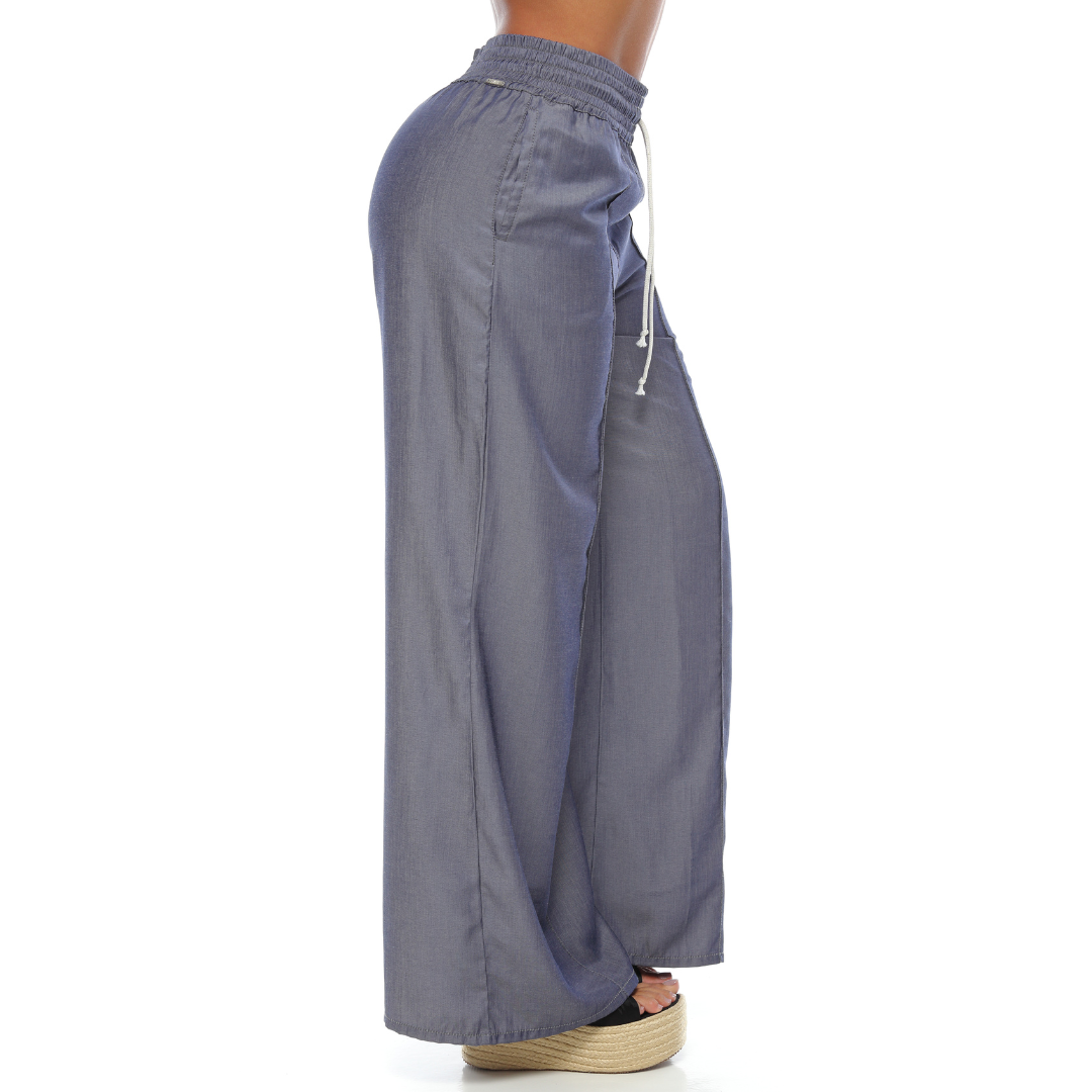 Pantalón azul oscuro en tencel - Ref:10337