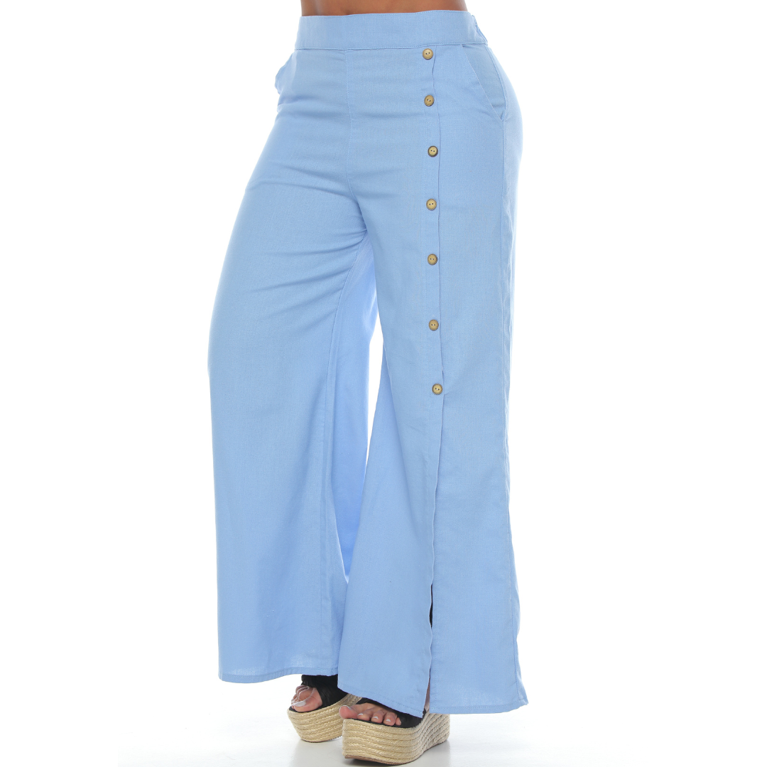 Pantalón lino azul - Ref:10419