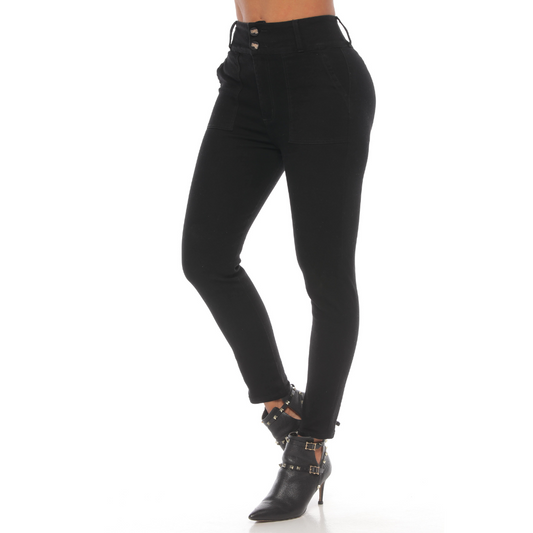Jean skinny pretina ancha en negro - Ref:10369